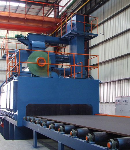 Continuous pass through roller conveyor type Shot blasting machine